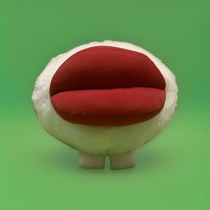 Coca-Cola Plush Lips 5” White Furry Ball Red Lips Rare Promo Plush Collectible